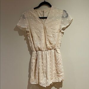 Cream Short Sleeve Swiss Dot Romper